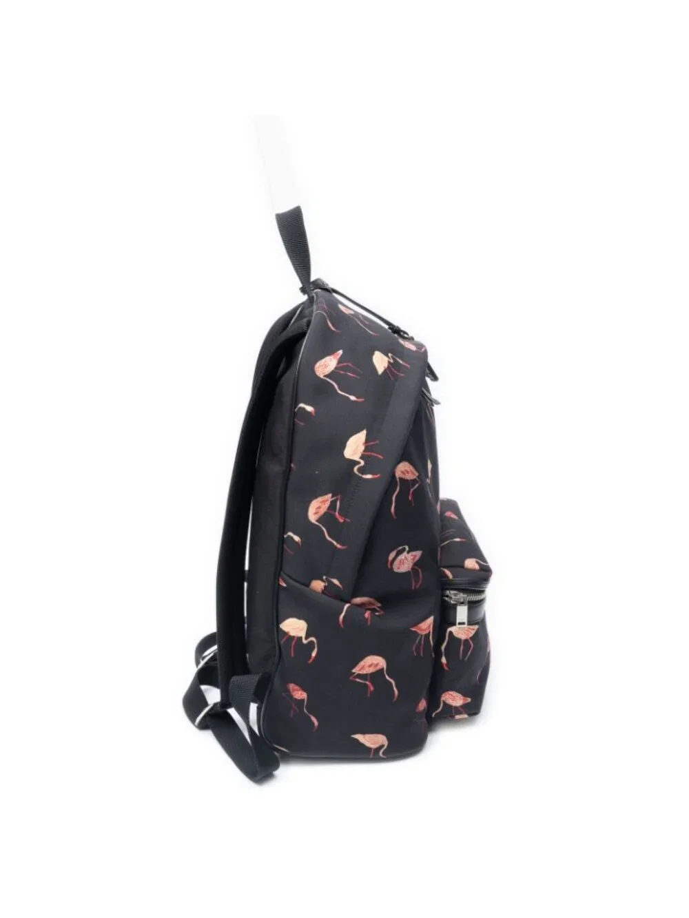 Saint Laurent City Backpack Black Pink Flamingo Print Canvasa